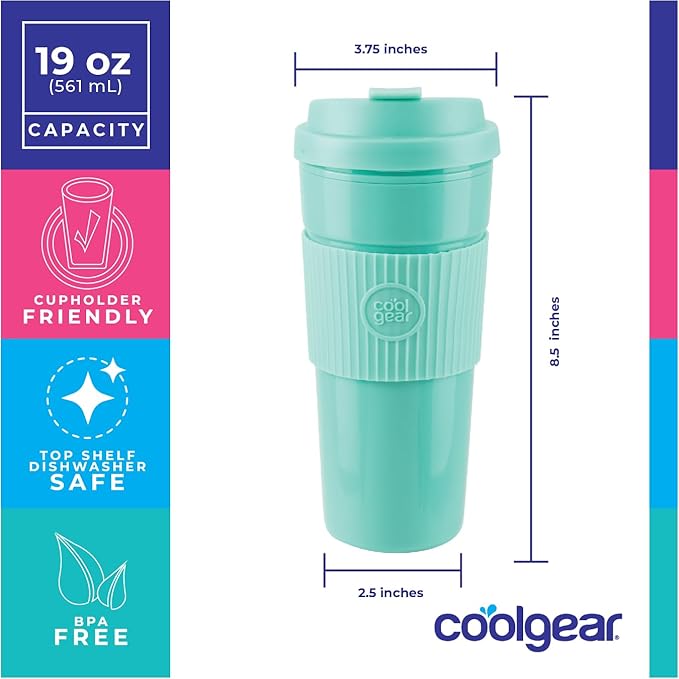 Eco 2 Go Coffee Mug with Protective Removable Band | Dishwasher Safe, Spill proof, Double-Wall Insulated, 6 Pack