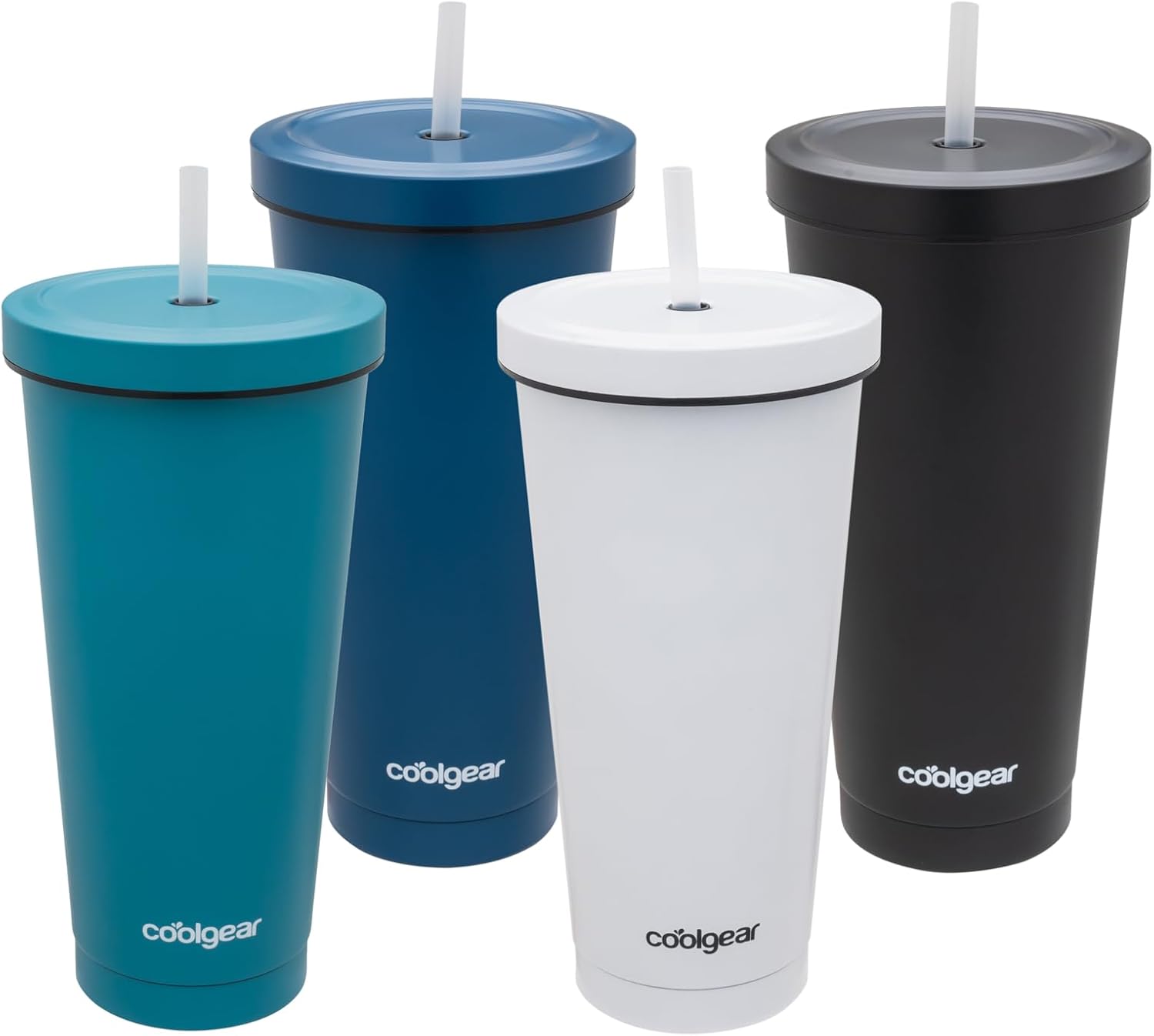 Cool Gear 25 oz Tauton Insulated Stainless Steel Chillers with Twist Top and Reusable Straw, Eco Friendly Travel Tumbler, 6 Pack