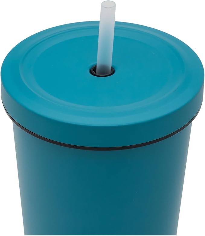 Cool Gear 25 oz Tauton Insulated Stainless Steel Chillers with Twist Top and Reusable Straw, Eco Friendly Travel Tumbler, 6 Pack