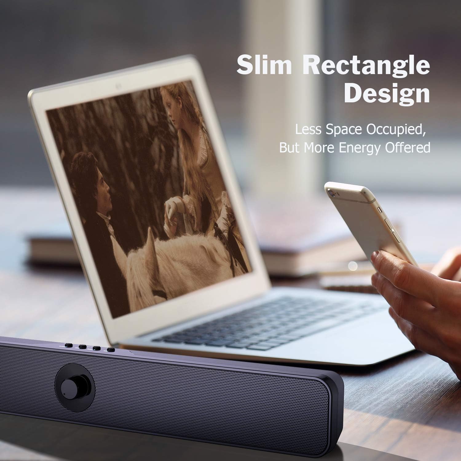 DOSS Computer Speaker, Sound bar with 16W Stereo Sound and Enhance Bass, 20 Hours Playtime, Bluetooth 5.0, 2 Pack