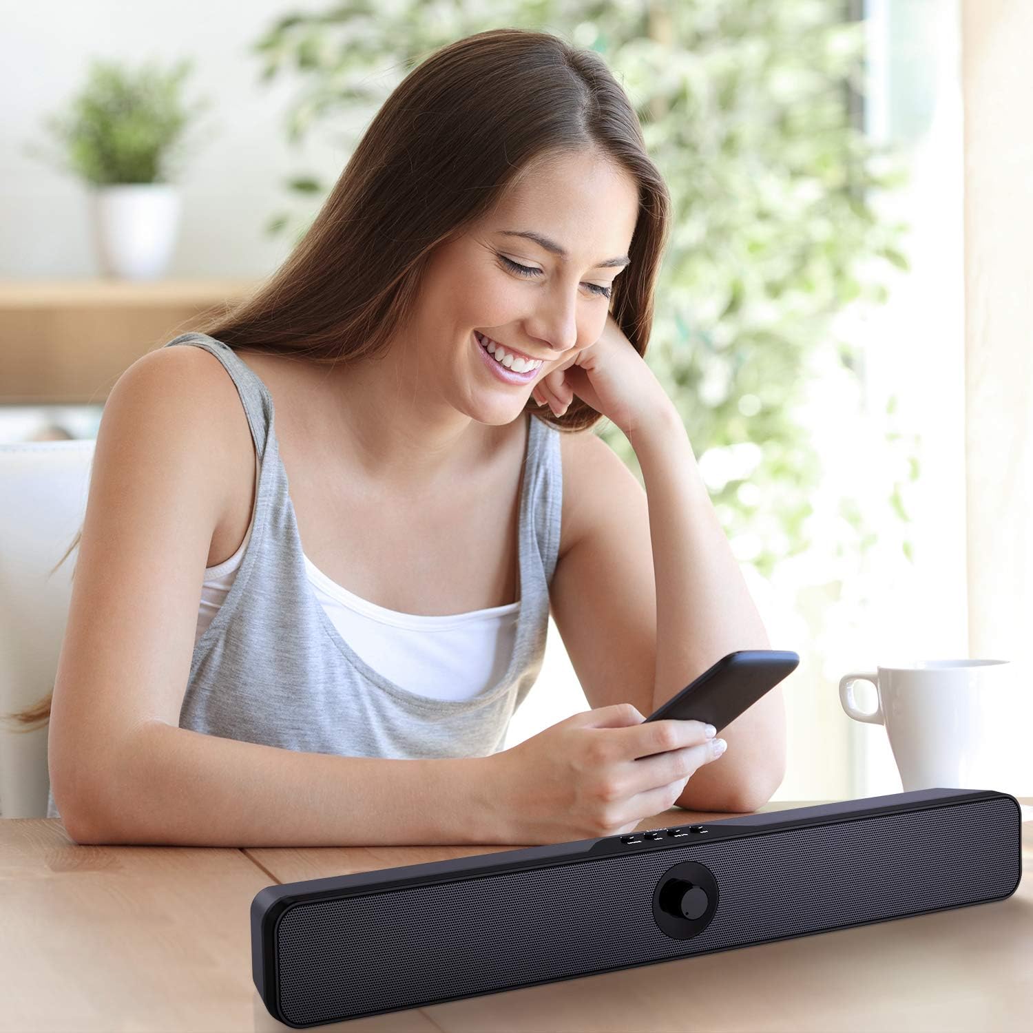 DOSS Computer Speaker, Sound bar with 16W Stereo Sound and Enhance Bass, 20 Hours Playtime, Bluetooth 5.0, 2 Pack