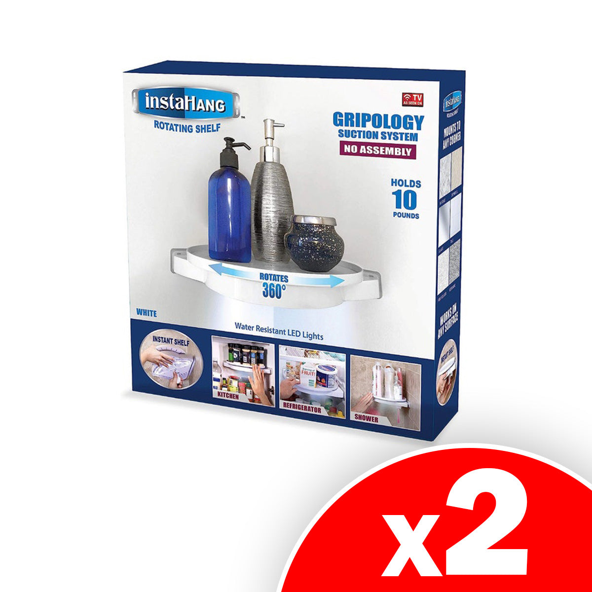 As Seen On TV InstaHang Organizational Multi-Use Rotating Shelf, 2 Pack