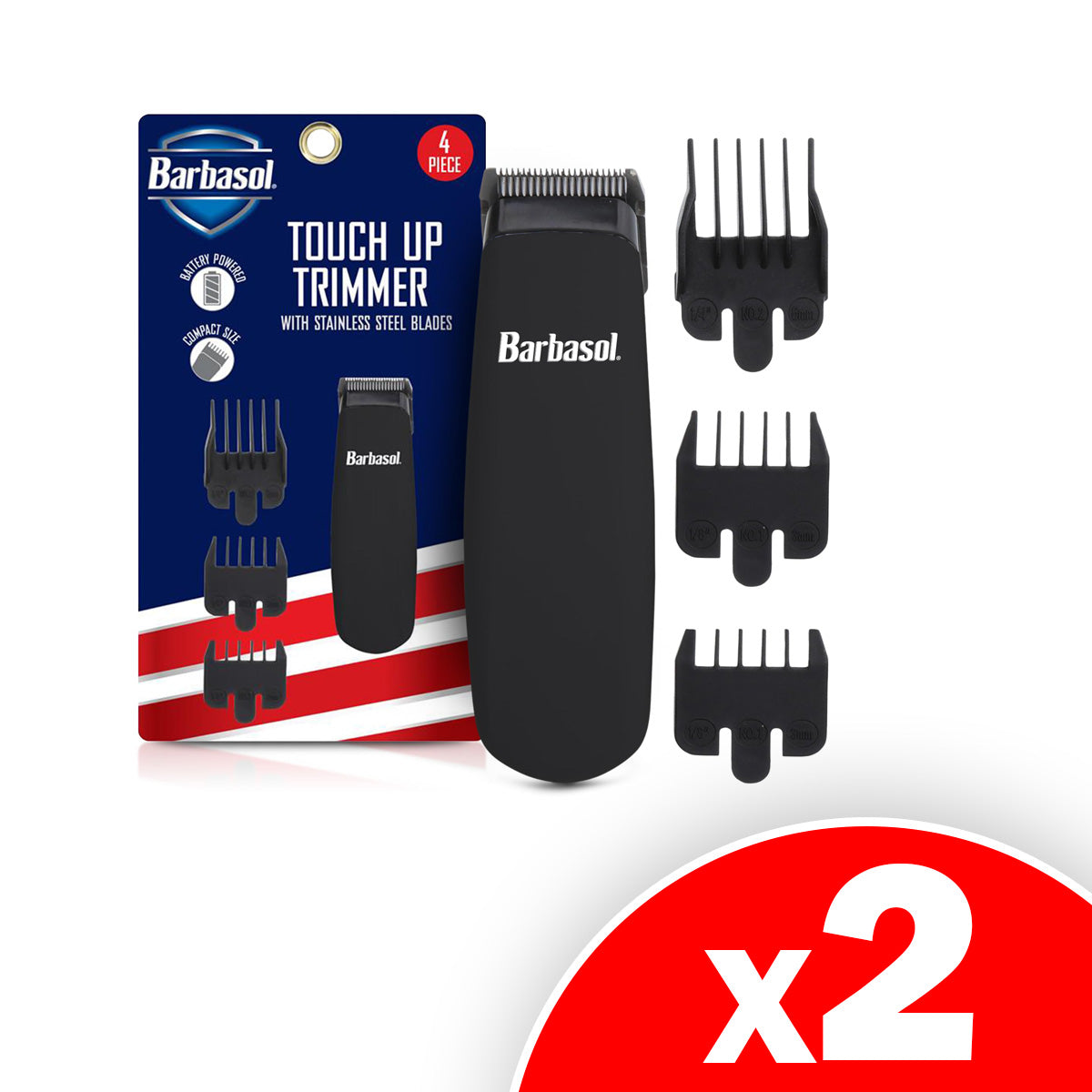 Barbasol Touch Up Trimmer for Men, Battery Operated 2 Pack