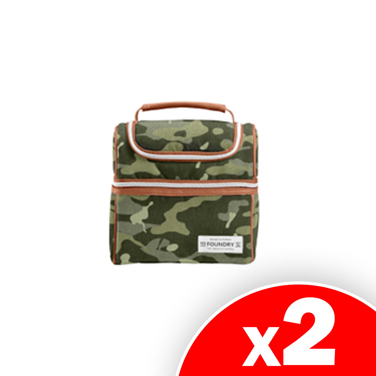 Foundry by Fit & Fresh Atwells Horizontal Insulated Lunch Bag, Hip Camo Olive, 2 Pack