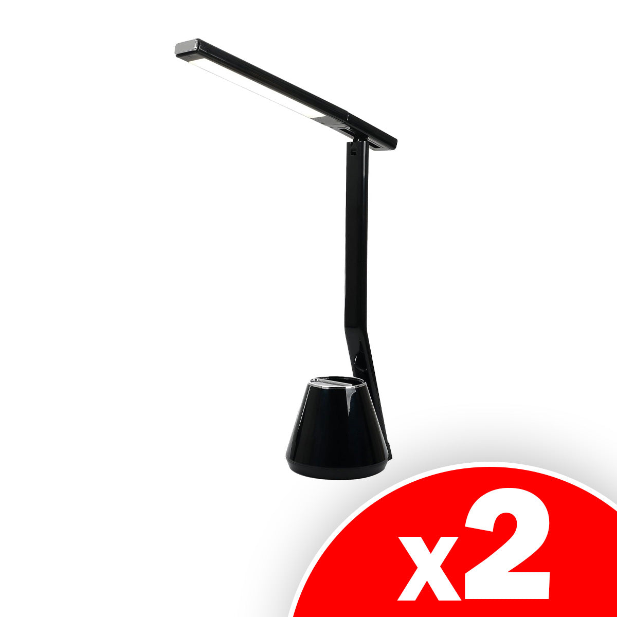 Folding Mini Desk Lamp - Dimmable Touch Control 8W LED Portable Light - Foldable 17.67" H Table Top Lamps for Office Home & Travel, Black, 2 Pack