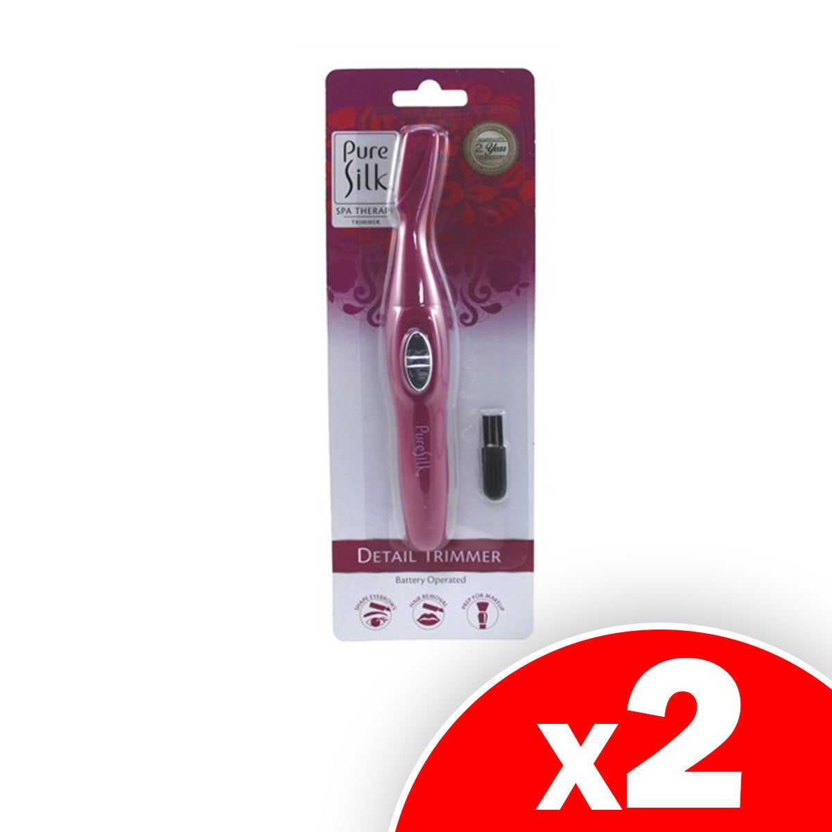 Pure Silk Detail Trimmer for Women, Battery Operated, 2 Pack