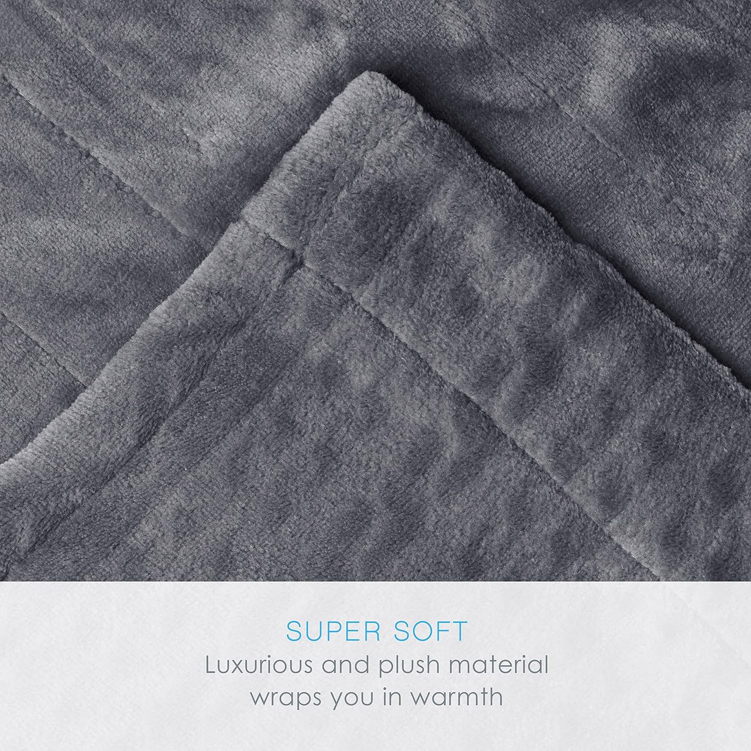 Pure Enrichment PureRelief Deluxe Heated Blanket - 10 Heat Settings, Super Soft Micromink Velvet Fabric, LCD Controller, Auto Shut-Off Timer, Machine Washable - Twin Size Electric Blanket