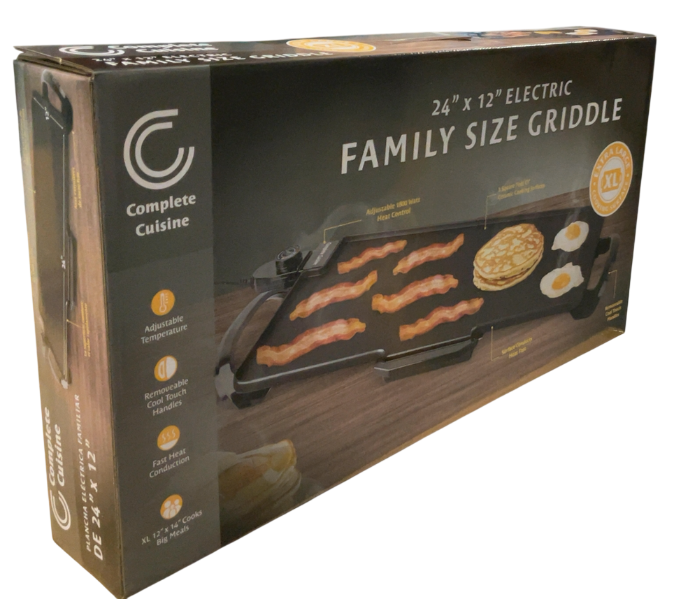 Complete Cuisine 24" x 12" Electric Family Size Griddle, XL Cooking Surface
