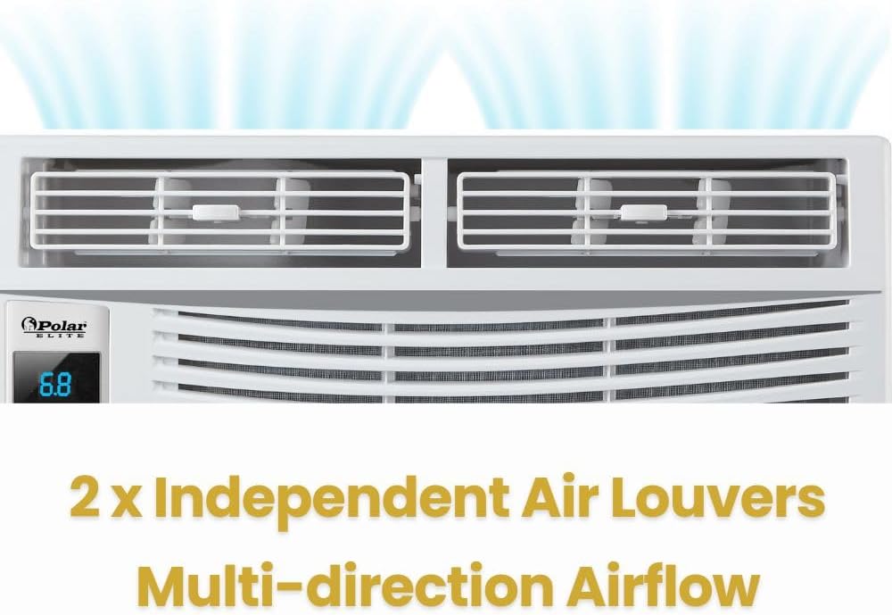 6,000 BTU Window Air Conditioner, Cools Up to 250 Sq. Ft., Quiet Operation, Cool/Fan/Dry Modes, Digital Display, Remote Control, Easy Install
