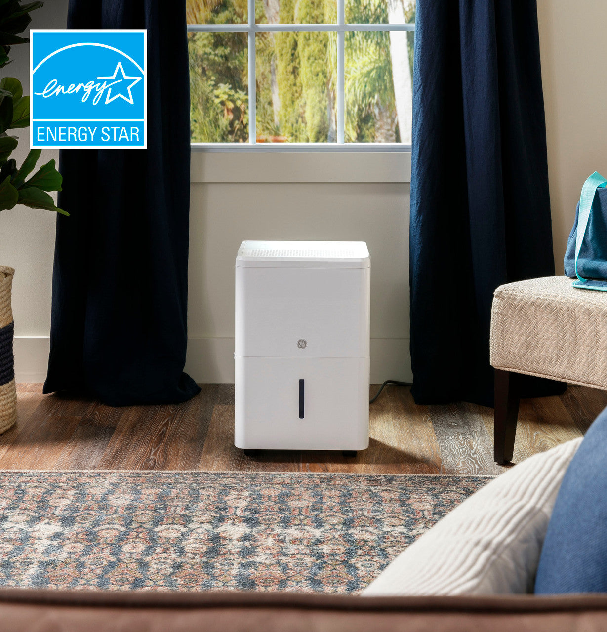 GE ENERGY STAR 50 Pint Portable Dehumidifier for Wet Spaces, White (Refurbished)