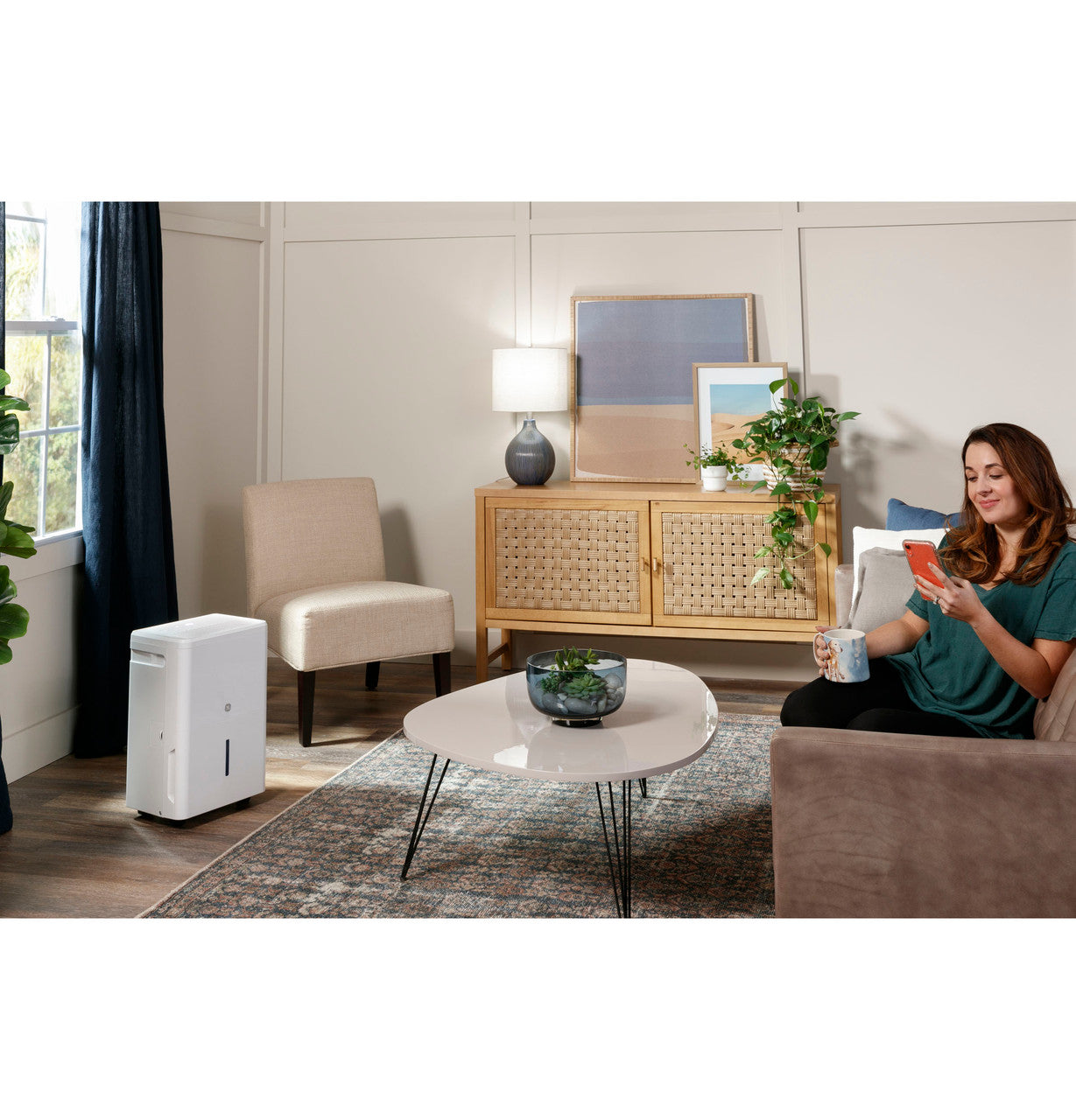 GE ENERGY STAR 50 Pint Portable Dehumidifier for Wet Spaces, White (Refurbished)
