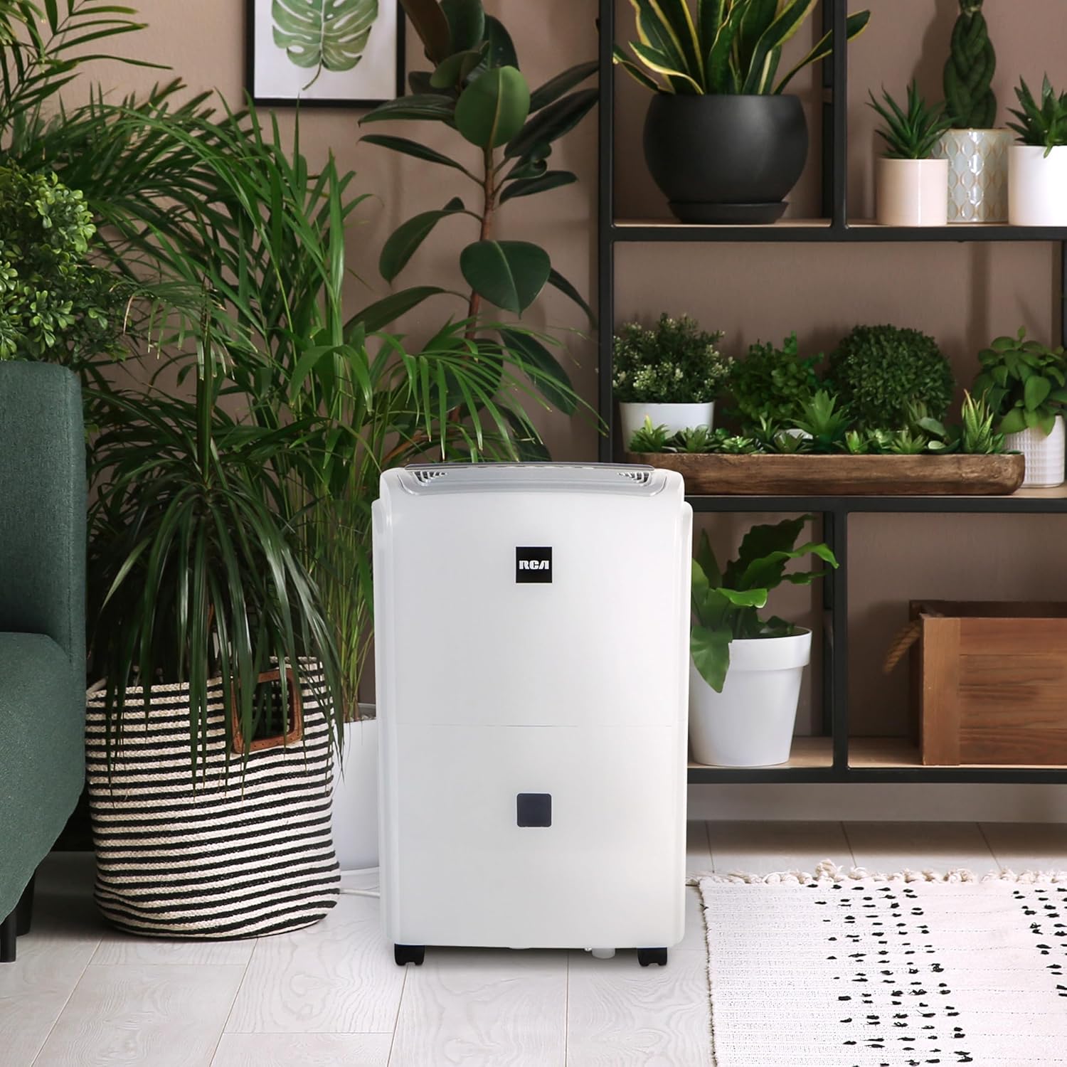 RCA 20-Pint Portable Dehumidifier with Auto-Shutoff & Timer, Home Dehumidifier and Moisture Absorber For Basement, Garage, Living Room in White