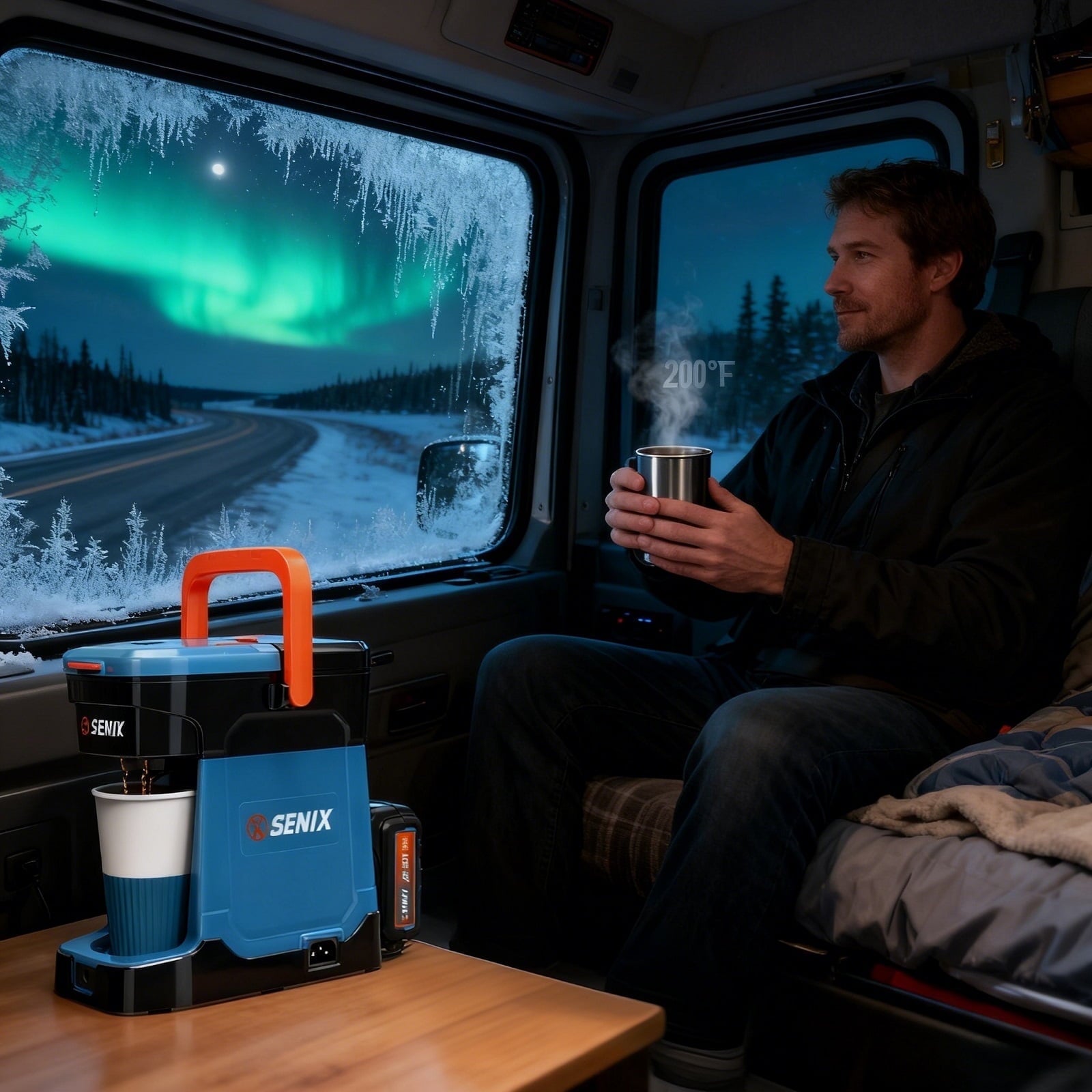 SENIX Single Serve Coffee Maker, Plug-in & Battery Coffee Machine, 8oz, Compatible with K-Cup, Grounds, Pods for Travel, Camping, Outdoor, Home, Job Sites Includes Battery & Charger