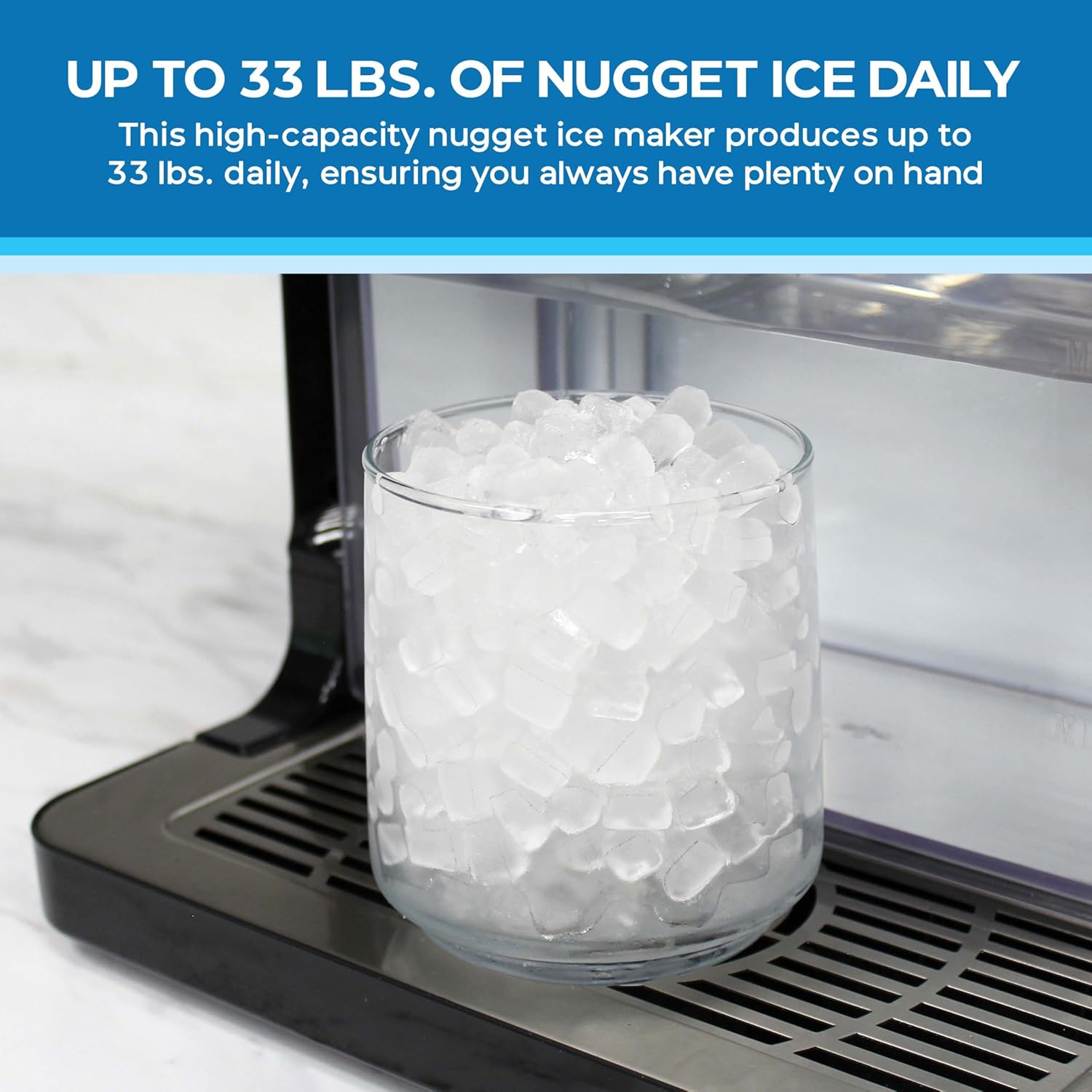 Avanti Nugget Ice Maker with Digital Controls and Dispenser Countertop Use Self-Cleaning Makes 33lbs of Chewable Ice Per Day, Includes Ice Bin, 195-Watts, Stainless Steel 195 Watt Digital