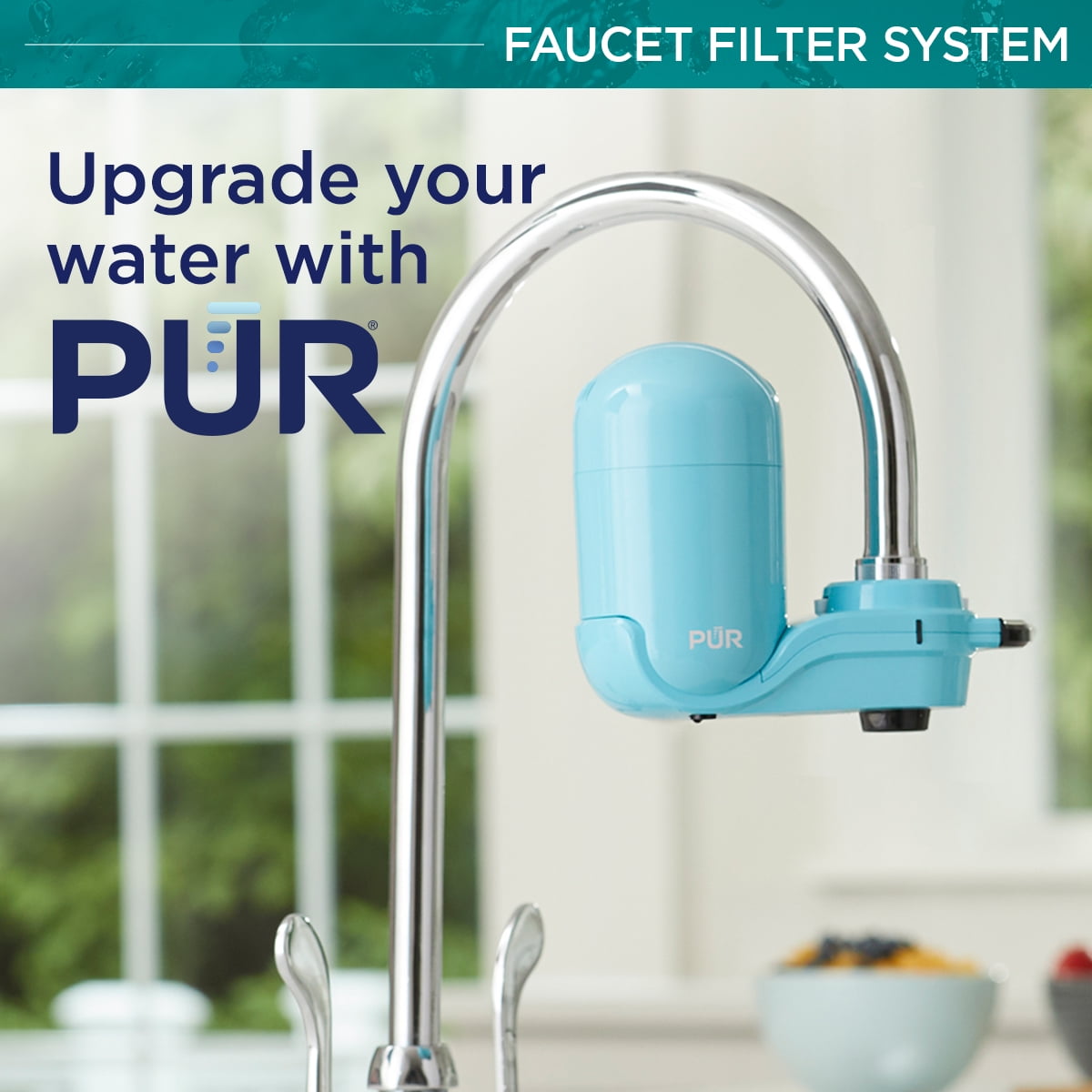 PUR Plus Faucet Mount Water Filtration System, FM2700G, Sea Glass