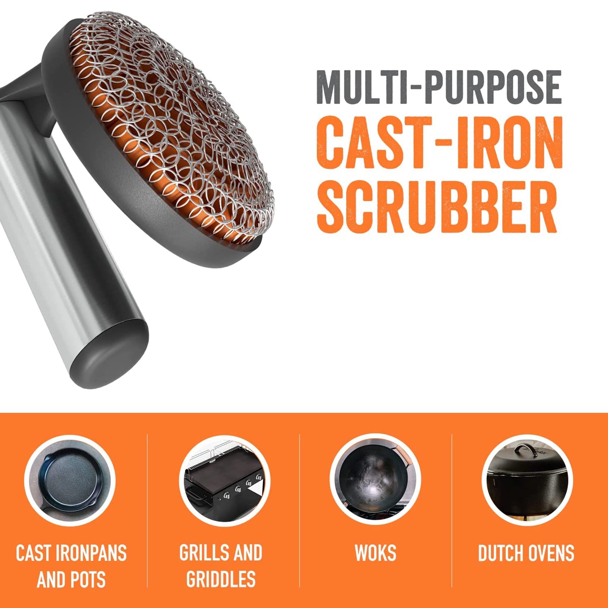 Yukon Glory All-Purpose Cast Iron Skillet Cleaner Chainmail Net Grill Scrubber Brush