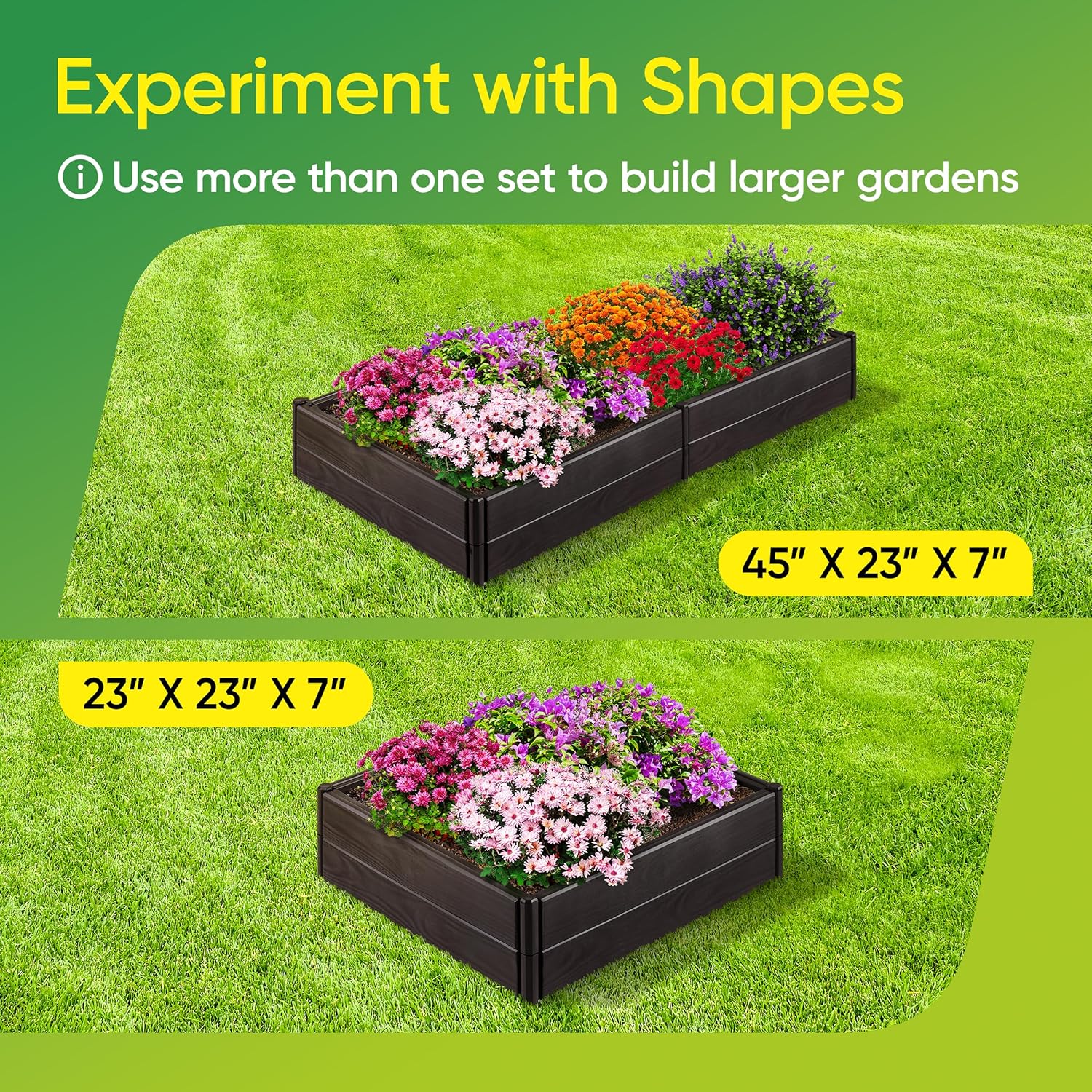 Raised Garden Bed Made of 100% Recycled Plastic Panels | Garden Boxes with Legs or Without | Holding 4 cu ft of Soil |by D.F. Omer Raised Garden Bed - 6 Panels
