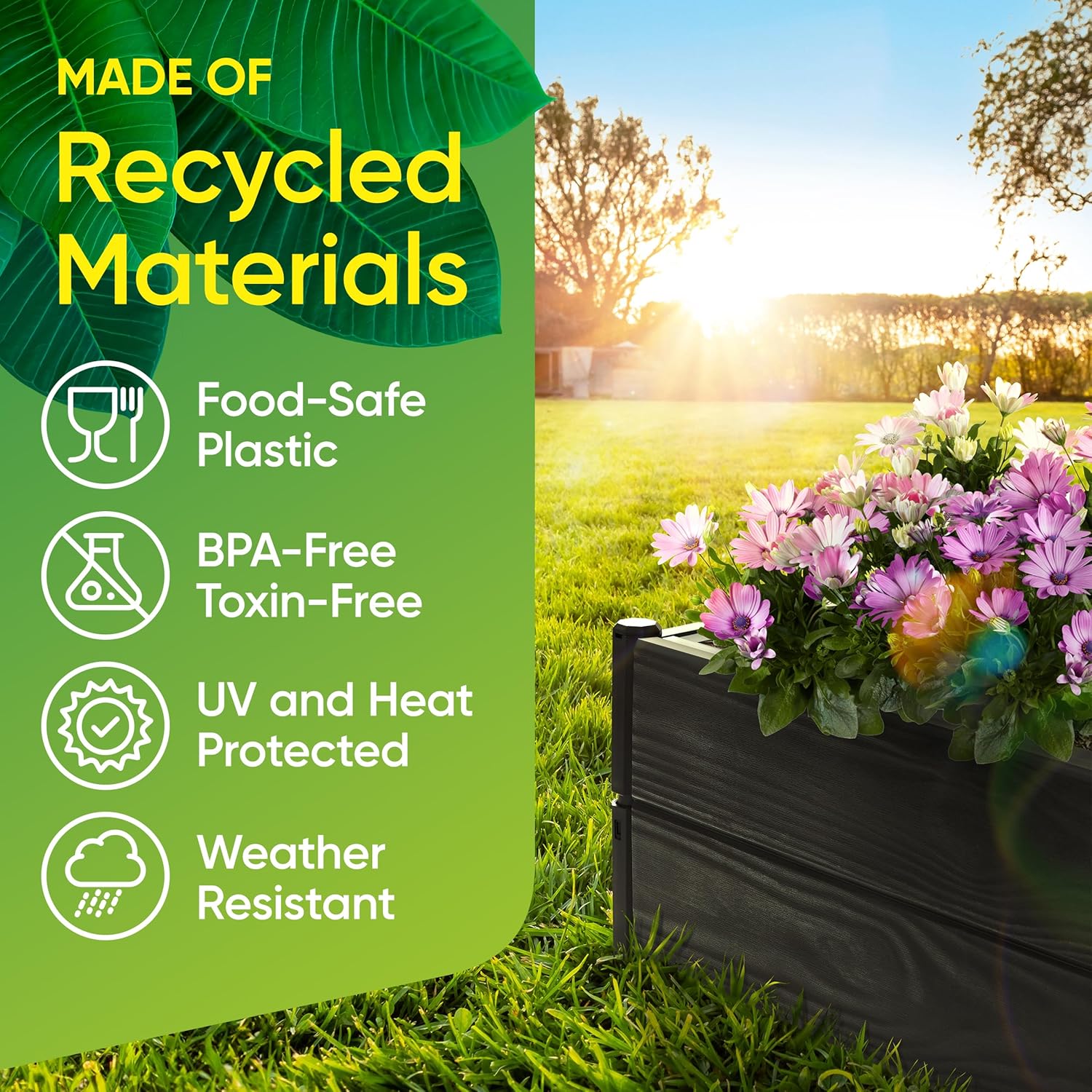 Raised Garden Bed Made of 100% Recycled Plastic Panels | Garden Boxes with Legs or Without | Holding 4 cu ft of Soil |by D.F. Omer Raised Garden Bed - 6 Panels