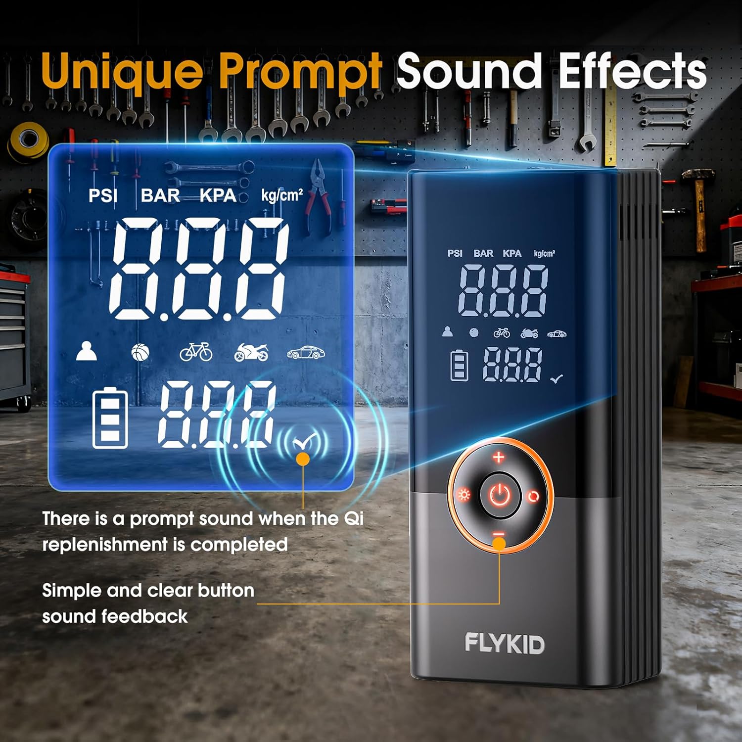 FLYKID Tire Inflator Portable Air Compressor - 150PSI Digital Air Pump for Car Tires, Fast Inflation for SUV/Truck/Bicycle, LED Light, Rechargeable Battery - Roadside Emergency & Outdoor Use