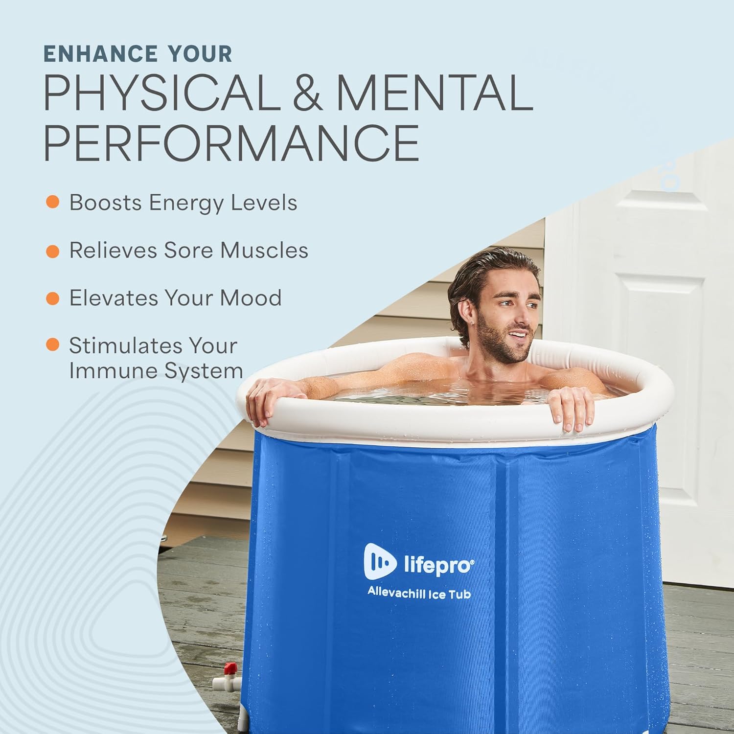 Lifepro Portable Ice Bath Tub with Cover and Storage Bag - Home & Travel Ice Bath Tub for Athletes and Adults, Durable Cold Plunge Tub for Home Therapy Sessions, Outdoor Ice Bath Cold Water Plunge Tub, Blue