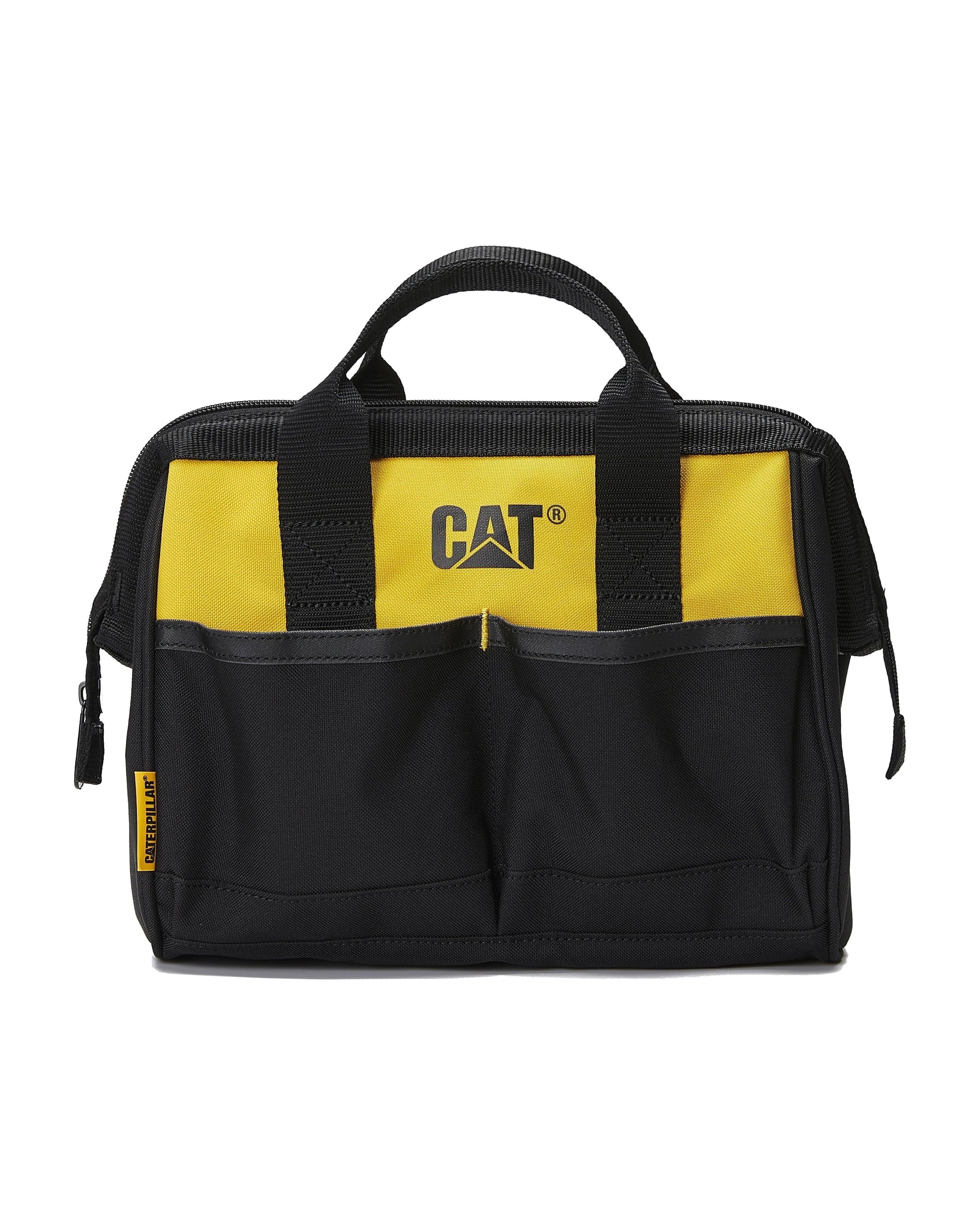 Tool Storage 12 in., 4 Pockets, Black and yellow, 600-D Polyester, Tool Bag, Large Open Main Compartment, Webbing Handle