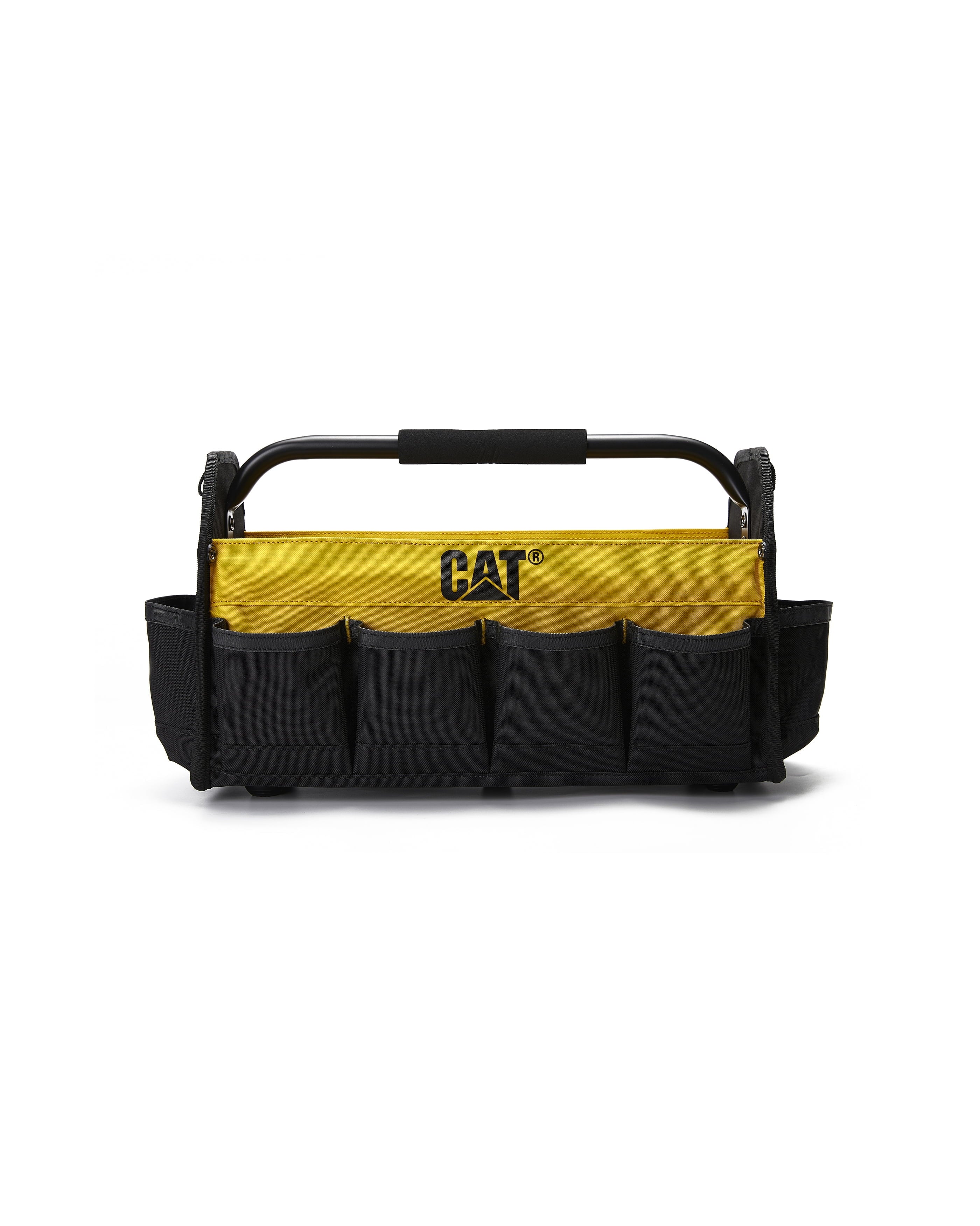 Tool storage, 17 in., 14 pockets, Black and yellow, 600-D Polyester ,Open tote , Heavy duty handle