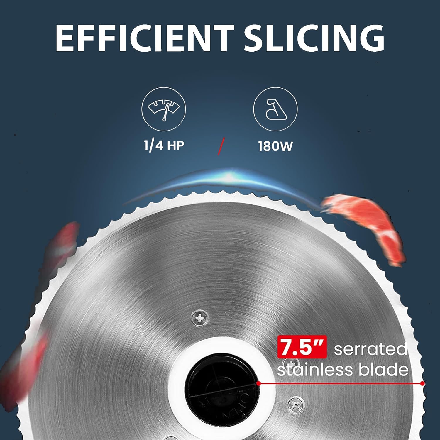 Valley Sportsman Meat Slicer Machine for Home - Electric Deli Meat Slicer with 7.5" Stainless Steel Blade, Adjustable Thickness Food Slicer Cuts Meat, Bread, Cheese, Easy to Clean, Black