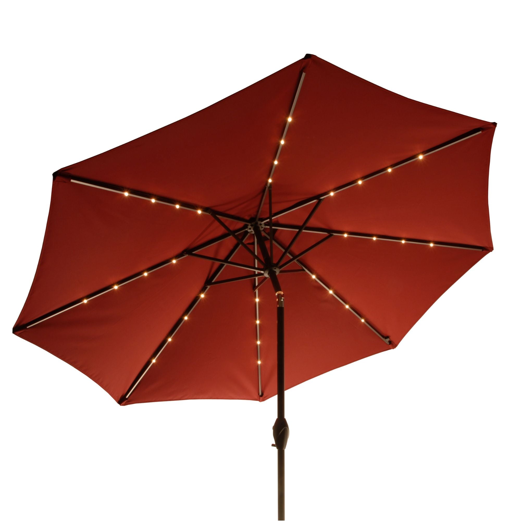 National Outdoor Living 9 ft. Umbrella with Solar Power LED Lights, Red