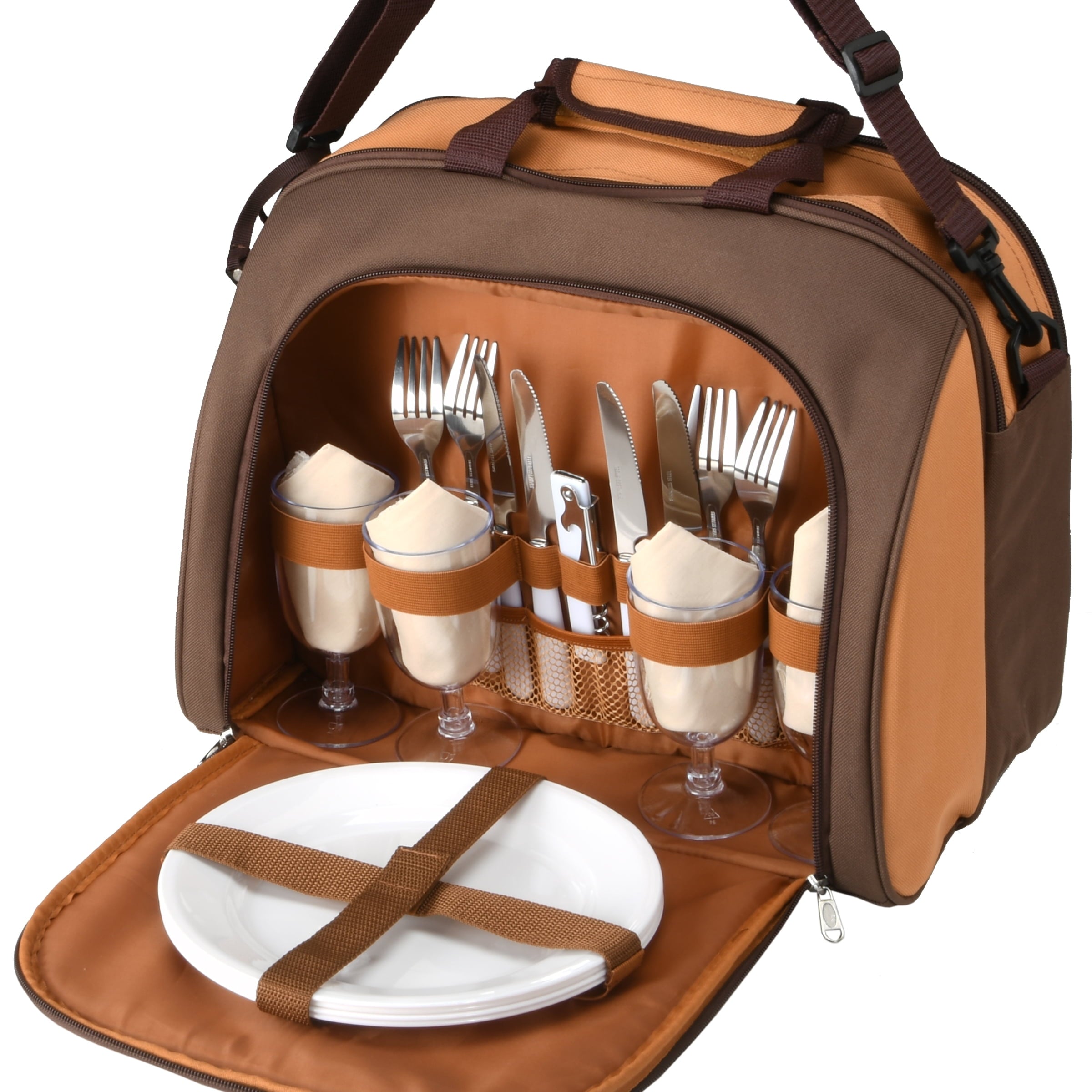 National Outdoor Living Two Tone Brown Picnic Cooler for Four