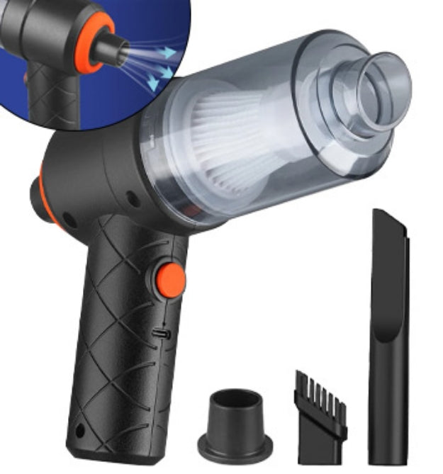 2-in-1 Cordless Blower & Vacuum Cleaner, Convertible Mini Vac for Car Home, Portable Rechargeable Dust Buster with Brush