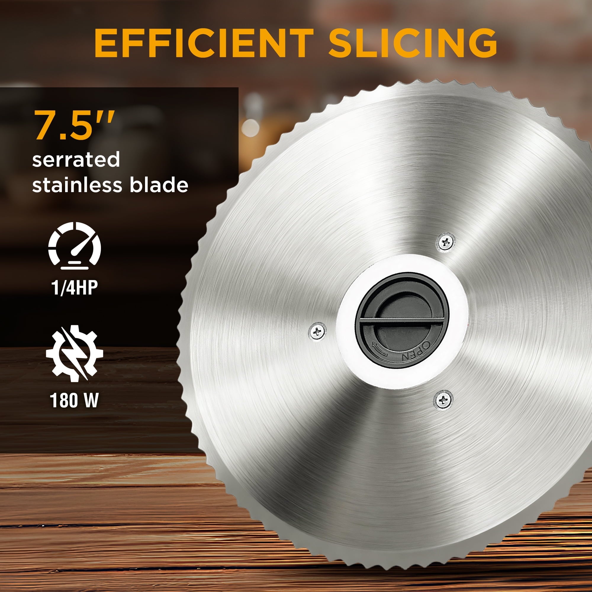 Valley Sportsman 7.5" Electric Meat Slicer w/Stainless Blade, 180W & Adjustable Thickness, Cuts Meat/Bread/Cheese