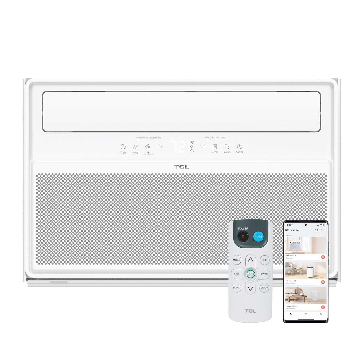 TCL 12,000 BTU Q-Series Smart Inverter Window AC, Ultra-Quiet 38dB Fan & 40dB Cooling, 38% Energy Saving, 3-Step Install, Open-able Window, Works with Smart Home Devices, Cools up to 550 Sq. Ft.