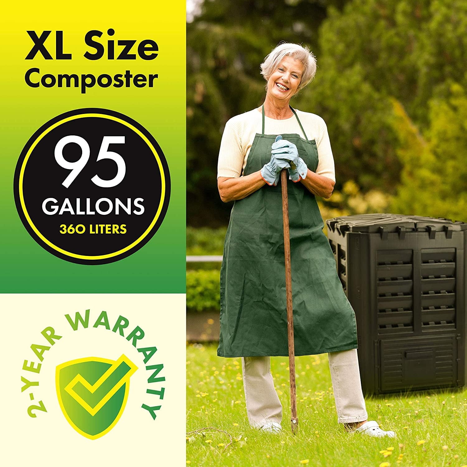 DF Omer Garden Composter Bin 95 Gallons (360Liter) Large Compost Bin
