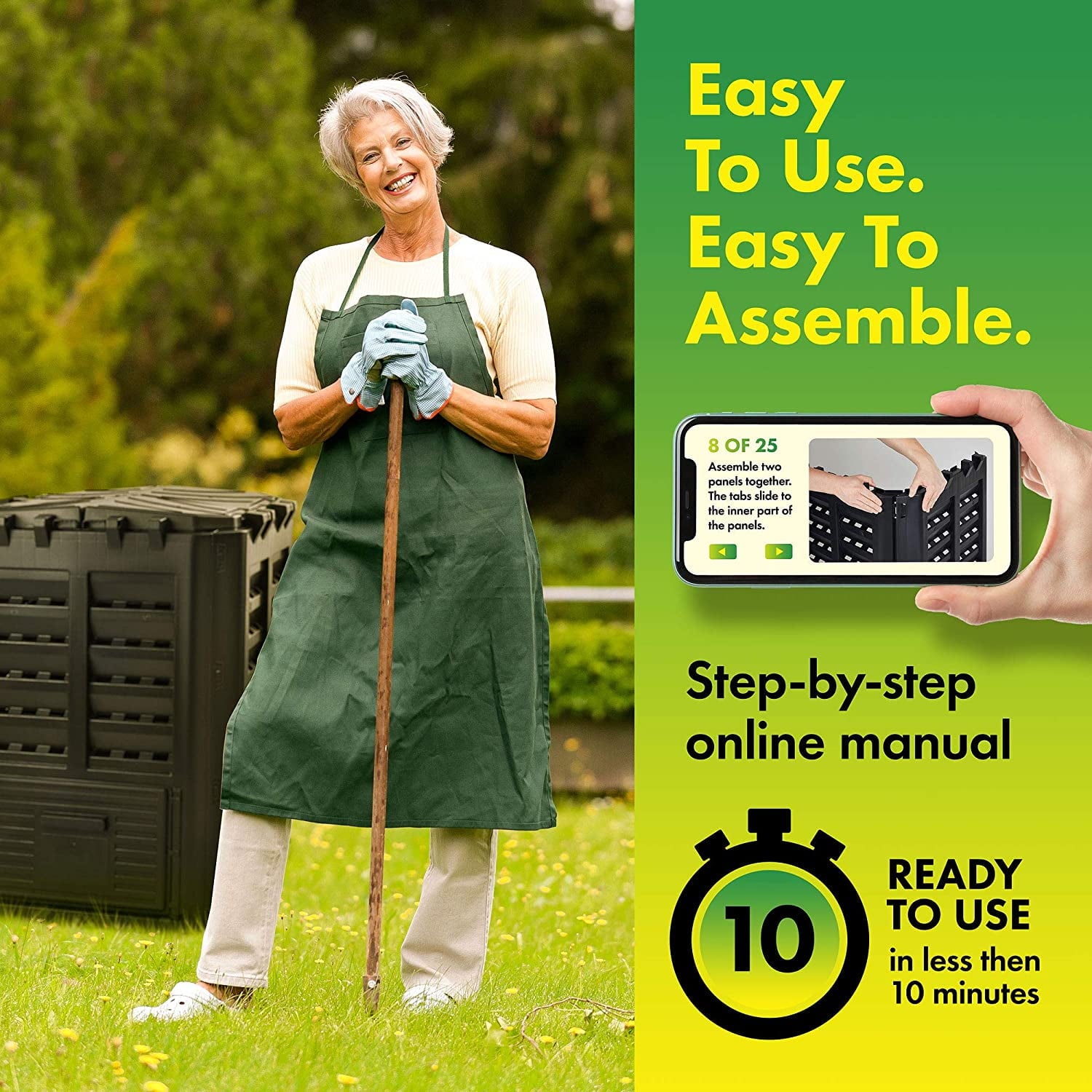 DF Omer Garden Composter Bin 95 Gallons (360Liter) Large Compost Bin