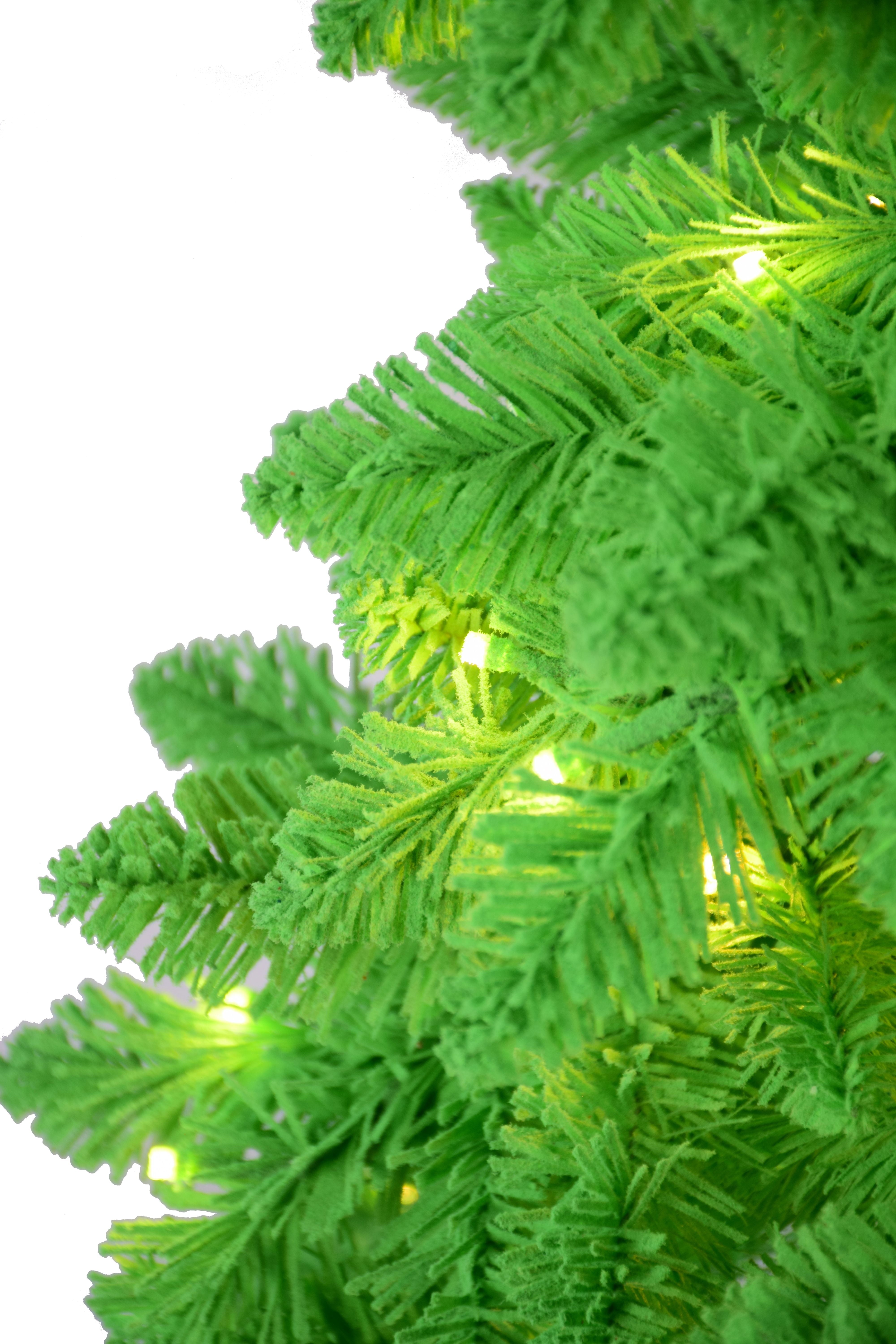 5ft Pre-Lit Green Flocked Curvy Christmas Tree, 230 Color Changing LED Lights