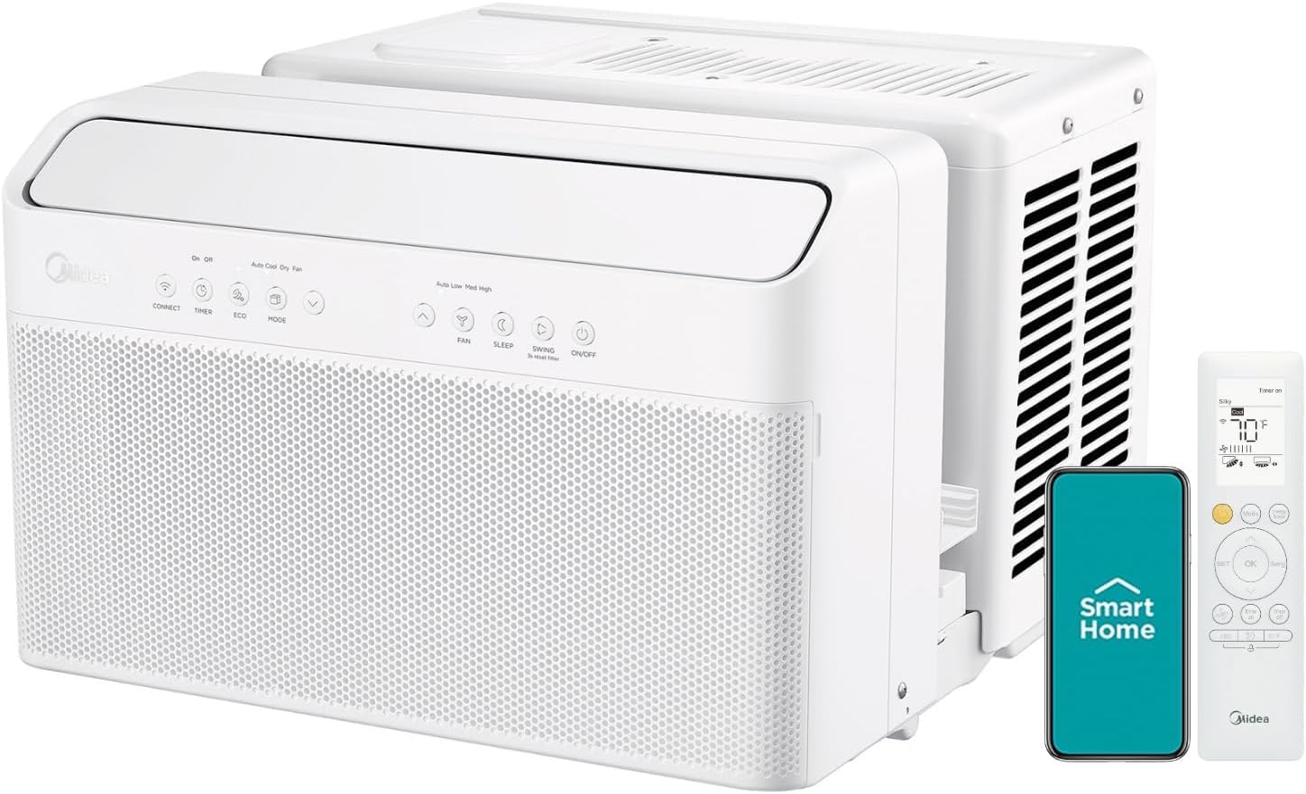 Midea 10,000 BTU 115-Volt U Shaped Smart Inverter Through the Wall Air Conditioner Wi-Fi, for up to 450 sq. ft. Energy Star (Refurbished)