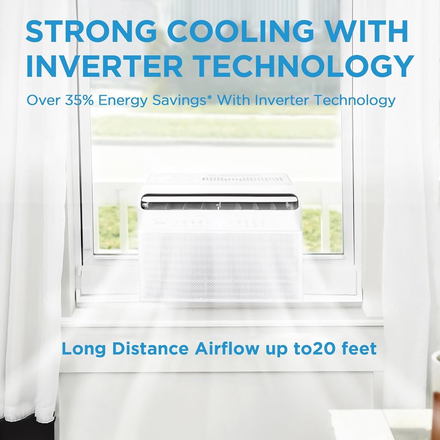 Midea 10,000 BTU 115-Volt U Shaped Smart Inverter Through the Wall Air Conditioner Wi-Fi, for up to 450 sq. ft. Energy Star (Refurbished)