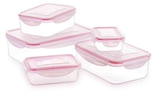 BINO TRUELOCK 10-Piece Rectangular Leak-Proof Plastic Snap Lock Food Storage Container Set with Lids