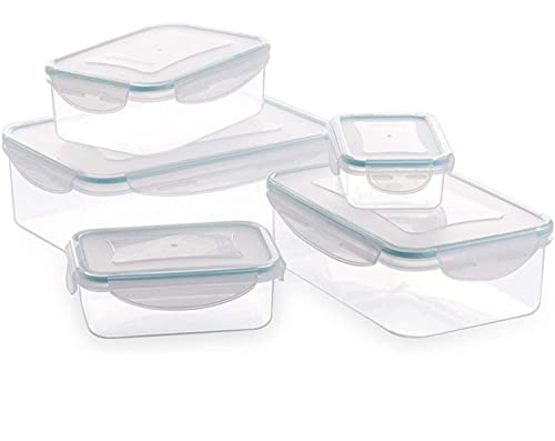BINO TRUELOCK 10-Piece Rectangular Leak-Proof Plastic Snap Lock Food Storage Container Set with Lids