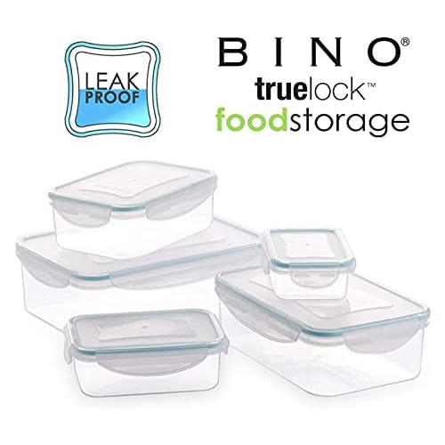 BINO TRUELOCK 10-Piece Rectangular Leak-Proof Plastic Snap Lock Food Storage Container Set with Lids