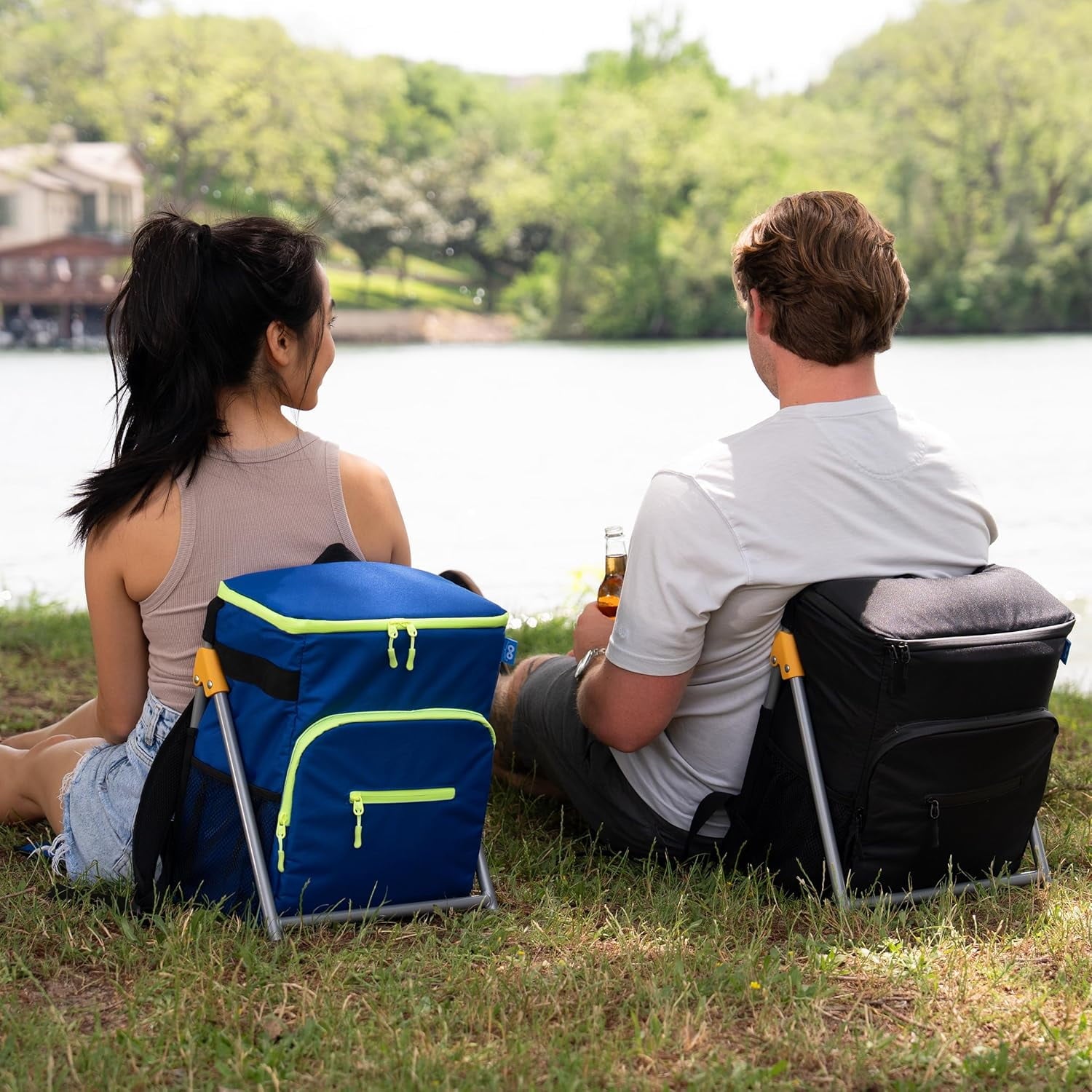 Everlasting Comfort Insulated Cooler Backpack Leakproof & Spacious Backpack Cooler for Beach, Picnic, Camping Keeps Food & Drinks Cold, Easy to Carry, Blue & Green