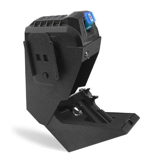 MaxSafes Drop Down Vault with Super Biometric Finger Vein Recognition lock, Fast auto-open Handgun Box, Quick-access Pistol Safe Wall Mounting for Desk Table
