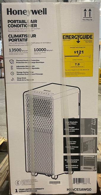 Honeywell 13,500 BTU Slim & Smart WiFi Portable AC with Fan, Dehumidifier, Alexa/Google Home Voice Control Cools Up to 660 Sq. Ft