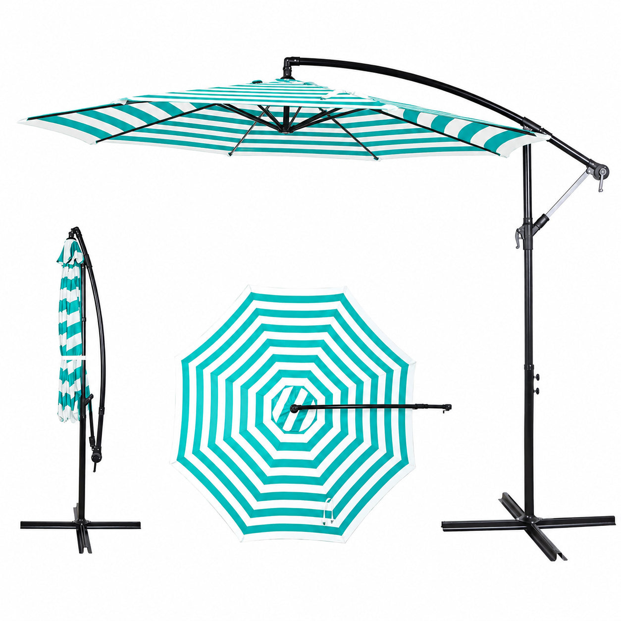 Jordan Manufacturing 10ft. Steel Octagon Offset Crank Patio Umbrella
