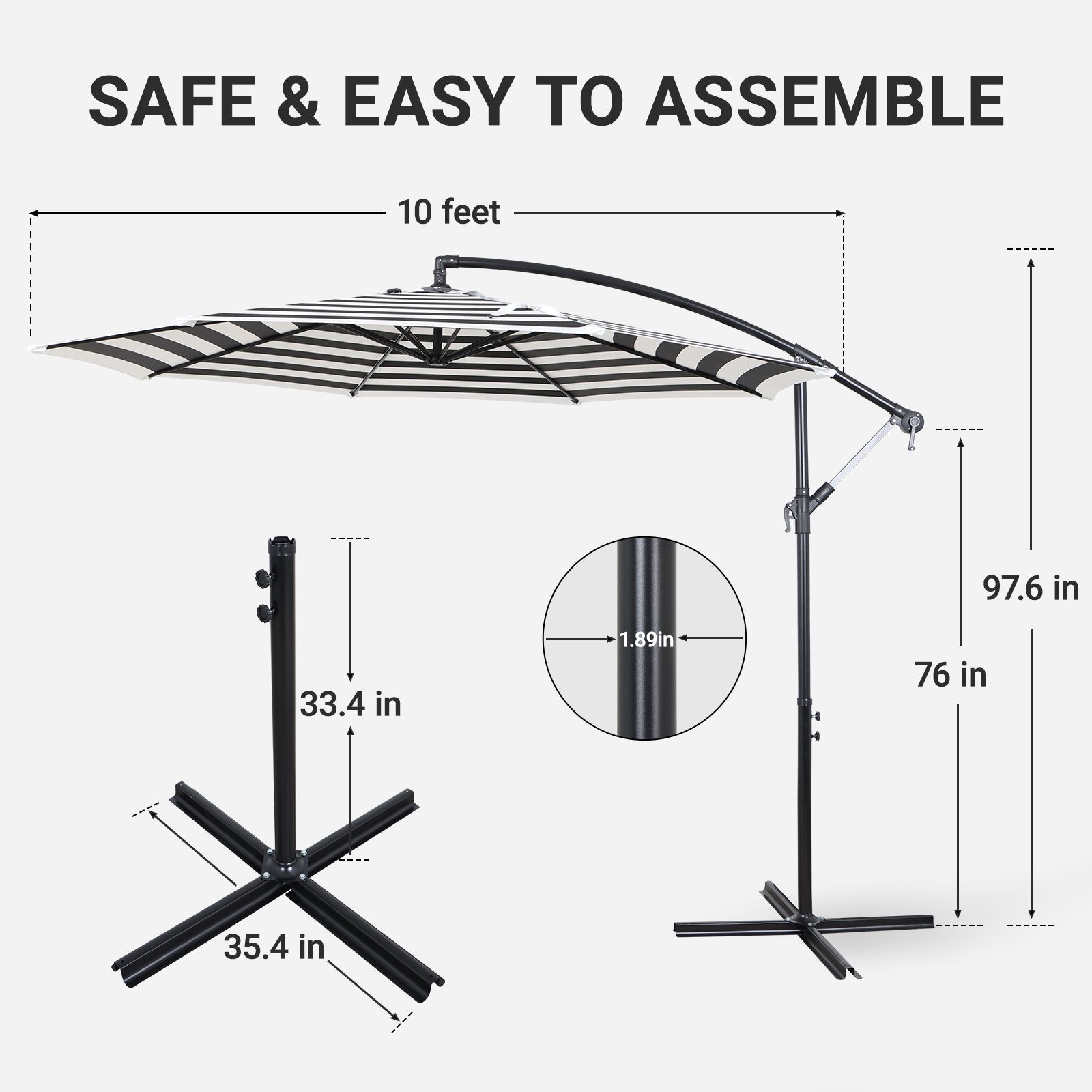 Jordan Manufacturing 10ft. Steel Octagon Offset Crank Patio Umbrella