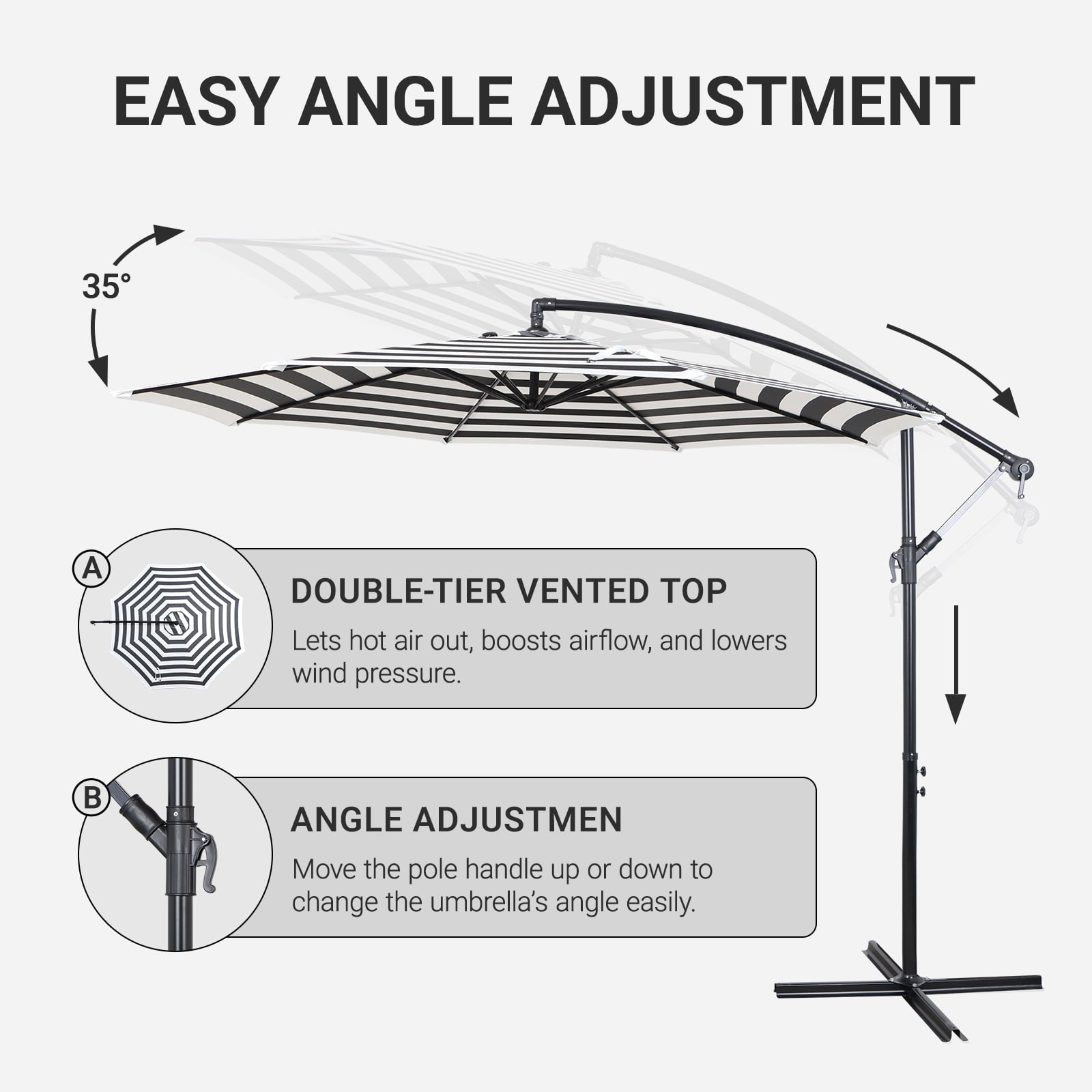 Jordan Manufacturing 10ft. Steel Octagon Offset Crank Patio Umbrella