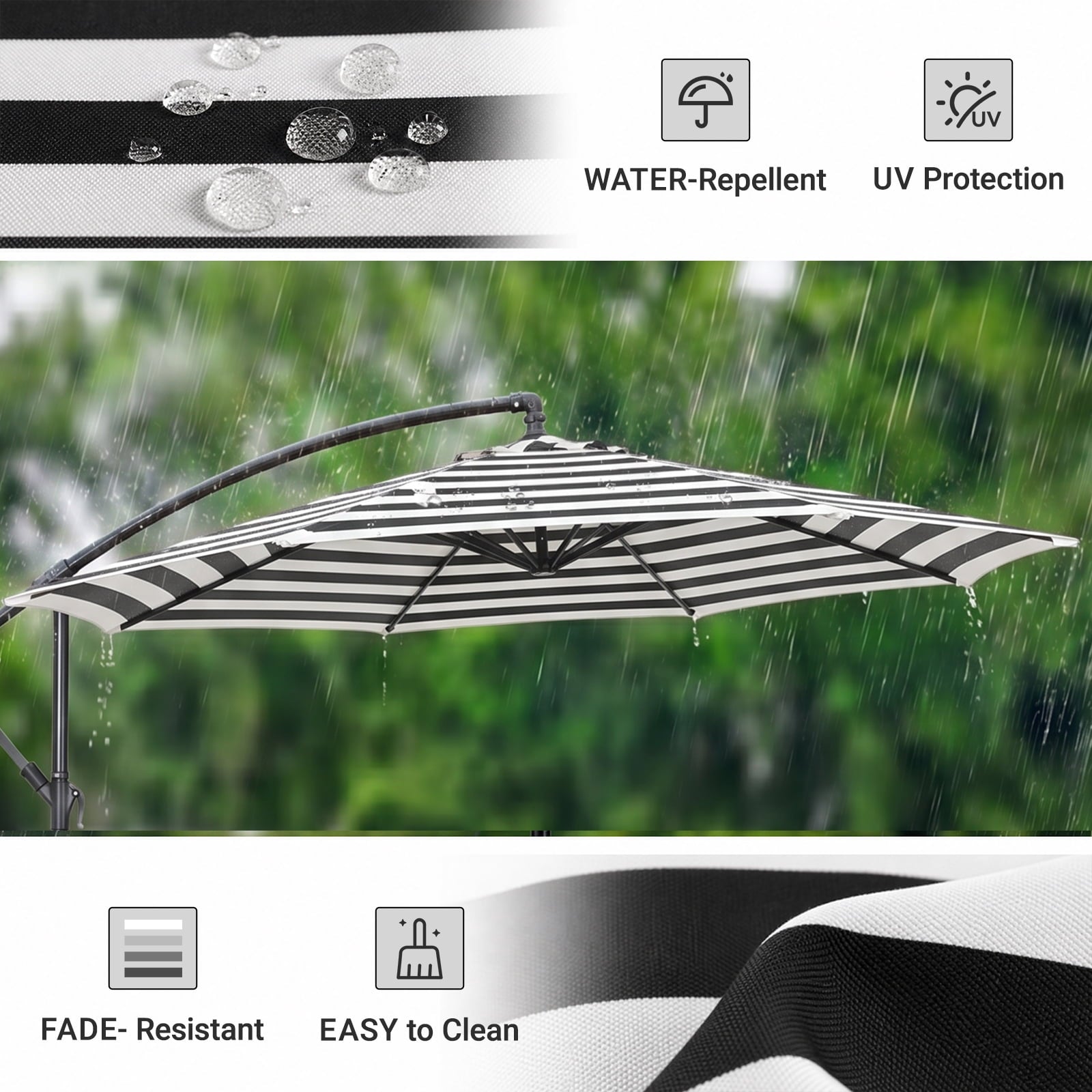 Jordan Manufacturing 10ft. Steel Octagon Offset Crank Patio Umbrella