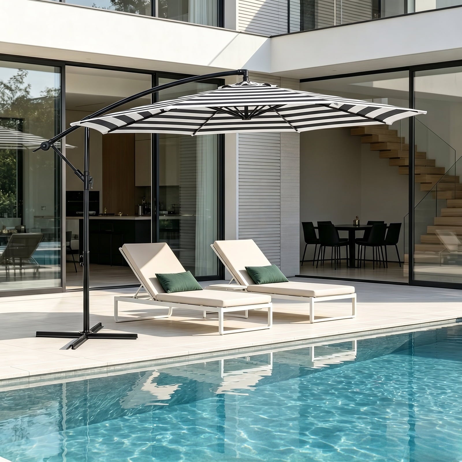 Jordan Manufacturing 10ft. Steel Octagon Offset Crank Patio Umbrella