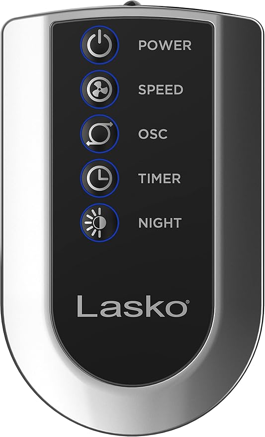 Lasko Portable Electric 42" Oscillating Tower Fan with Nighttime Setting, Timer and Remote Control for Indoor, Bedroom and Home Office Use, Silver T42951C