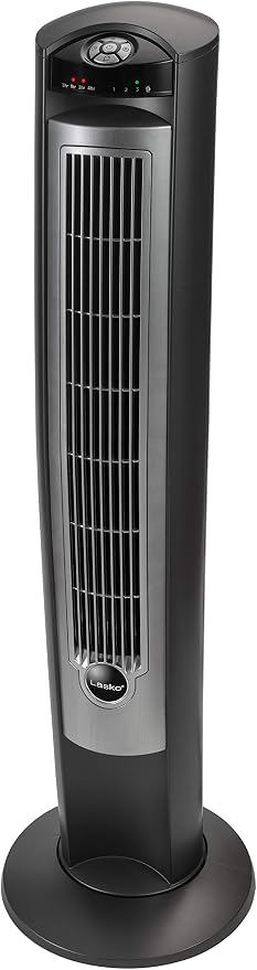 Lasko Portable Electric 42" Oscillating Tower Fan with Nighttime Setting, Timer and Remote Control for Indoor, Bedroom and Home Office Use, Silver T42951C